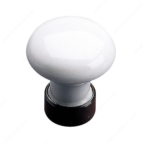 Traditional Forged Iron and Porcelain Knob - 1353