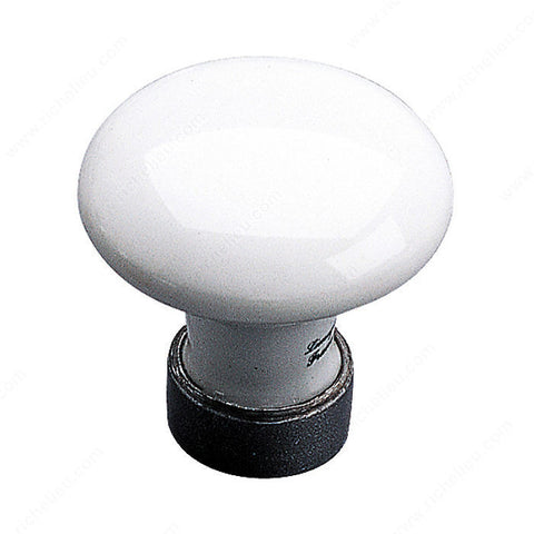 Traditional Forged Iron and Porcelain Knob - 1353